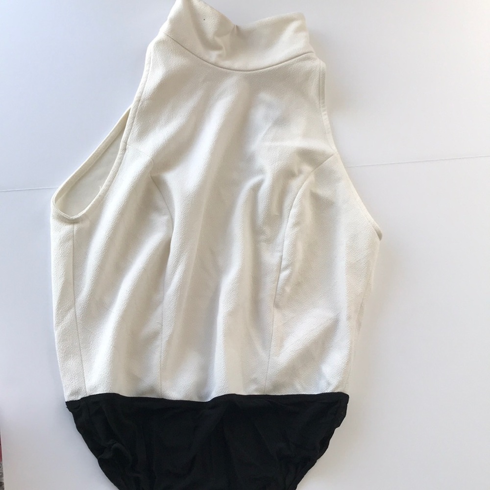 Elegant cream/ ivory sleeveless mock neck bodysuit